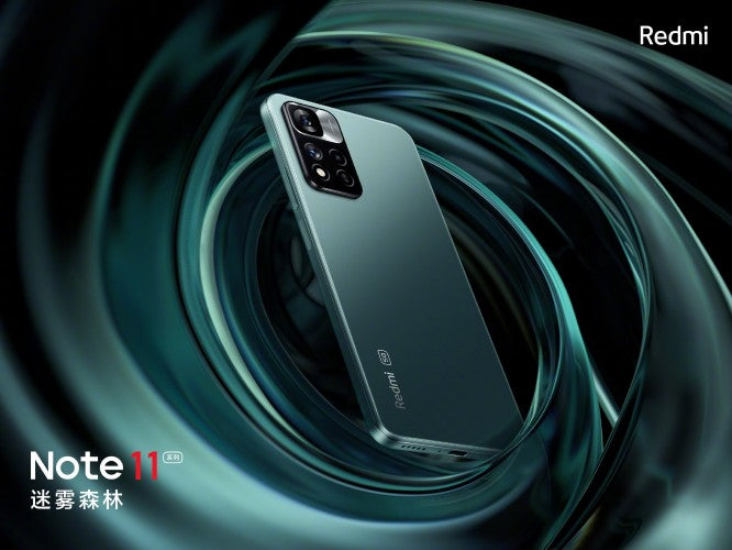 Varijanta boje Redmi Note 11 Misty Forest prikazana u službenim najavama