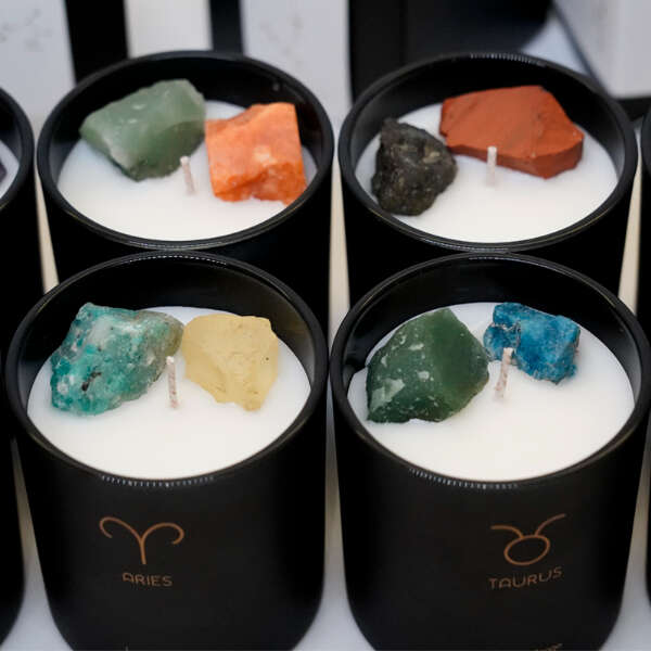 Astrological candle with natural stones - Lumira - AI WEB SHOP