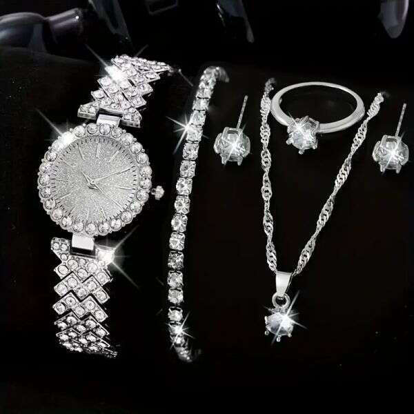 Watch, necklace, ring, earrings + gratis bracelet I Diamonda - AI WEB SHOP