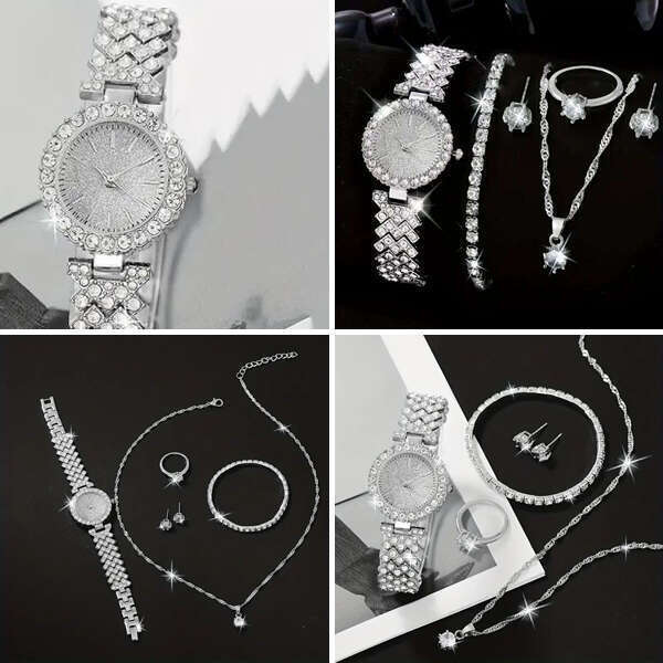 Watch, necklace, ring, earrings + gratis bracelet I Diamonda - AI WEB SHOP