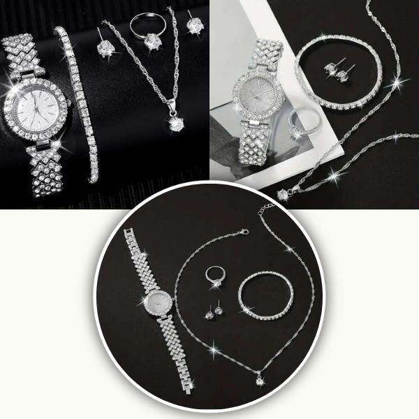 Watch, necklace, ring, earrings + gratis bracelet I Diamonda - AI WEB SHOP